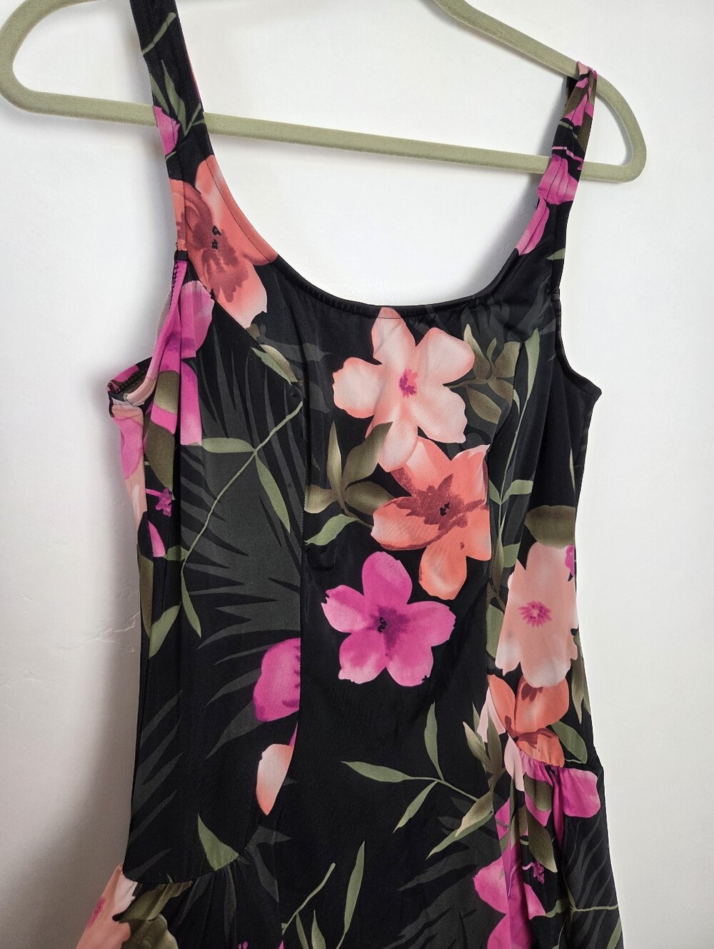 Maxine Of Hollywood Swim Dress Tankini One Piece Floral Tropical Poolside XL 18 - Picture 4 of 12